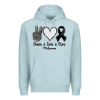 Blue Mist Peace love cure Melanoma Cancer Premium Hoodie - NancyCooperArtShop