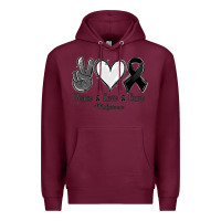 Burgundy Peace love cure Melanoma Cancer Premium Hoodie - NancyCooperArtShop