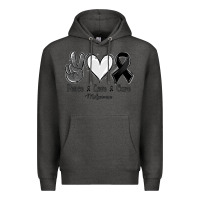 Charcoal Heather Peace love cure Melanoma Cancer Premium Hoodie - NancyCooperArtShop