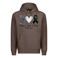 Coffee Peace love cure Melanoma Cancer Premium Hoodie - NancyCooperArtShop