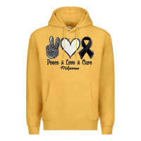 Mustard Peace love cure Melanoma Cancer Premium Hoodie - NancyCooperArtShop