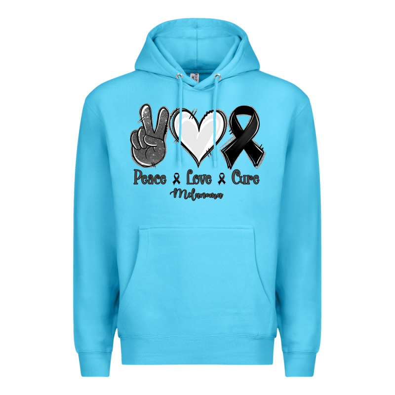 Peace Love Cure Melanoma Cancer Premium Hoodie by NancyCooperArtShop | Teevron