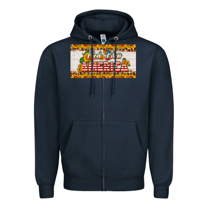 God Bless America Sunflower License Plate Zipper Hoodie by HRA Design Shop | Teevron