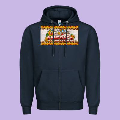 God Bless America Sunflower License Plate Zipper Hoodie Designed By Hra Design Shop