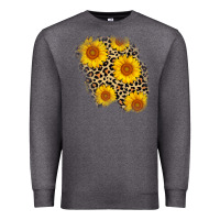 Charcoal Heather leopard sunflower patch Premium Sweatshirt - AdoDesignShop