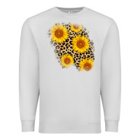 Dove Grey leopard sunflower patch Premium Sweatshirt - AdoDesignShop