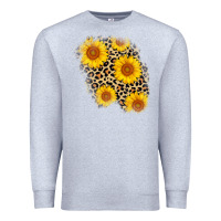Heather Grey leopard sunflower patch Premium Sweatshirt - AdoDesignShop