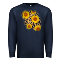Navy leopard sunflower patch Premium Sweatshirt - AdoDesignShop
