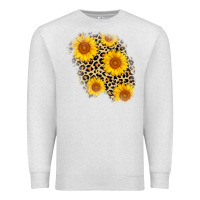Oatmeal Heather leopard sunflower patch Premium Sweatshirt - AdoDesignShop