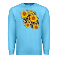 Ocean Blue leopard sunflower patch Premium Sweatshirt - AdoDesignShop