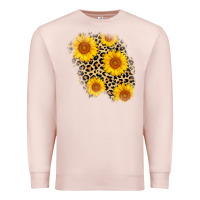 Pale Pink leopard sunflower patch Premium Sweatshirt - AdoDesignShop