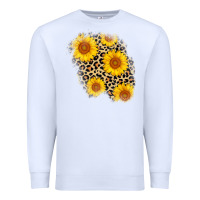 White leopard sunflower patch Premium Sweatshirt - AdoDesignShop