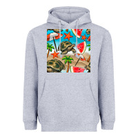 Heather Grey tortoise watermelon beach seamless pattern Heavyweight Hoodie - BundleAndBundleShop