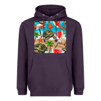 Tortoise Watermelon Beach Seamless Pattern Heavyweight Hoodie | Teevron