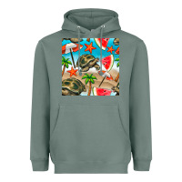 Sage tortoise watermelon beach seamless pattern Heavyweight Hoodie - BundleAndBundleShop