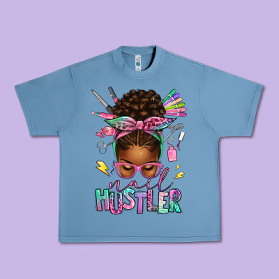 Urban Heavy Tee nail hustler afro messy bun