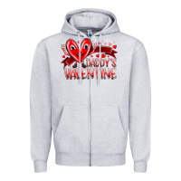 Heather Grey daddy is valentine Zipper Hoodie - RacoonDesign