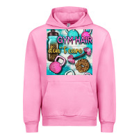 Fuchsia Pink gym hair don't care clasp and water bottle with glitter seamless patte Urban Hoodie - BundleAndBundleShop
