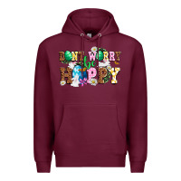 Burgundy Don't worry be hoppy Premium Hoodie - NancyCooperArtShop
