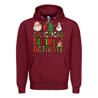Burgundy christmas spirit activate Zipper Hoodie - FaDigitalArtStudio