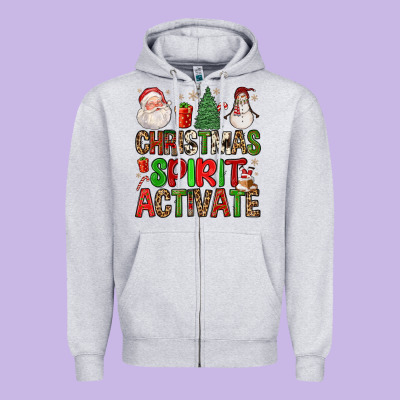 Christmas Spirit Activate Zipper Hoodie Designed By Fadigitalartstudio