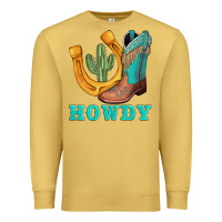Antique Gold howdy turquoise cowboy boots horseshoe Premium Sweatshirt - AdoDesignShop