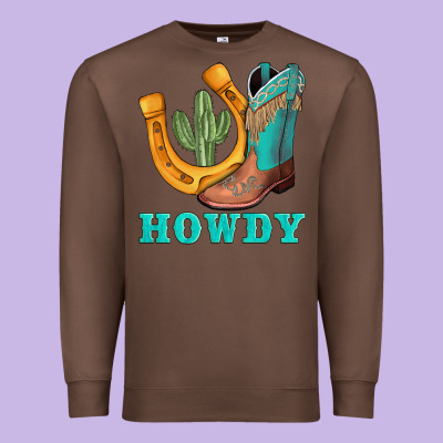 Howdy Turquoise Cowboy Boots Horseshoe Premium Sweatshirt Designed By Adodesignshop