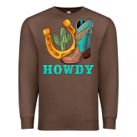 Chestnut howdy turquoise cowboy boots horseshoe Premium Sweatshirt - AdoDesignShop