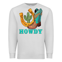 Dove Grey howdy turquoise cowboy boots horseshoe Premium Sweatshirt - AdoDesignShop