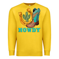 Lemon howdy turquoise cowboy boots horseshoe Premium Sweatshirt - AdoDesignShop