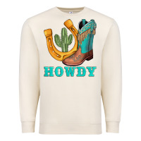 Sandshell howdy turquoise cowboy boots horseshoe Premium Sweatshirt - AdoDesignShop