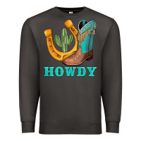 Smoke howdy turquoise cowboy boots horseshoe Premium Sweatshirt - AdoDesignShop