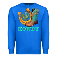 True Royal howdy turquoise cowboy boots horseshoe Premium Sweatshirt - AdoDesignShop