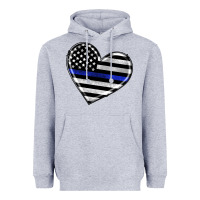 Heather Grey american thin blue line flag Heavyweight Hoodie - Artiststas