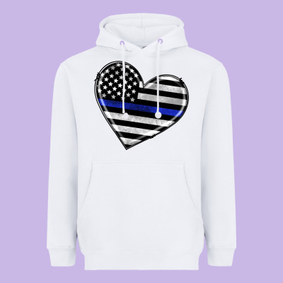 American Thin Blue Line Flag Heavyweight Hoodie Designed By Artiststas
