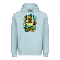 Blue Mist Alabama Map Sunflower Cactus Serape Premium Hoodie - RanaPortraitStore
