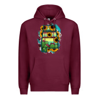 Burgundy Alabama Map Sunflower Cactus Serape Premium Hoodie - RanaPortraitStore