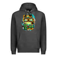 Charcoal Heather Alabama Map Sunflower Cactus Serape Premium Hoodie - RanaPortraitStore