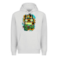 Dove Grey Alabama Map Sunflower Cactus Serape Premium Hoodie - RanaPortraitStore