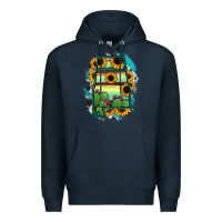 Navy Alabama Map Sunflower Cactus Serape Premium Hoodie - RanaPortraitStore