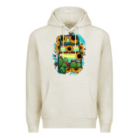 Oatmeal Heather Alabama Map Sunflower Cactus Serape Premium Hoodie - RanaPortraitStore