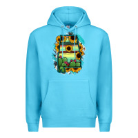 Ocean Blue Alabama Map Sunflower Cactus Serape Premium Hoodie - RanaPortraitStore