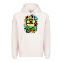 Pale Pink Alabama Map Sunflower Cactus Serape Premium Hoodie - RanaPortraitStore