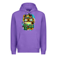 Purple Alabama Map Sunflower Cactus Serape Premium Hoodie - RanaPortraitStore