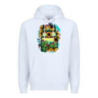 White Alabama Map Sunflower Cactus Serape Premium Hoodie - RanaPortraitStore
