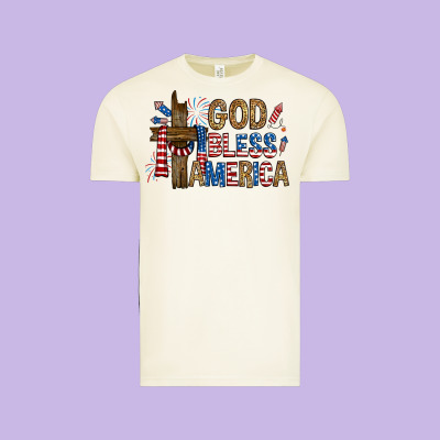 Vintage Tee god  bless america with cross