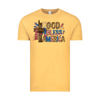 Vintage Mustard god  bless america with cross Vintage Tee - RanaPortraitStore