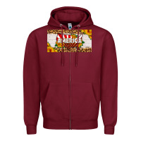 Burgundy america map sunflower license plate Zipper Hoodie - HRA Design Shop