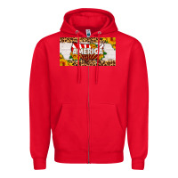 Red america map sunflower license plate Zipper Hoodie - HRA Design Shop