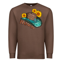 Chestnut howdy leopard tooled leather hat Premium Sweatshirt - AdoDesignShop